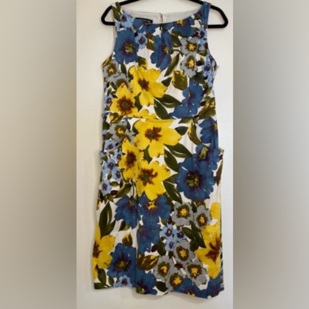 Jones New York Floral Midi Dress - Blue and Yellow